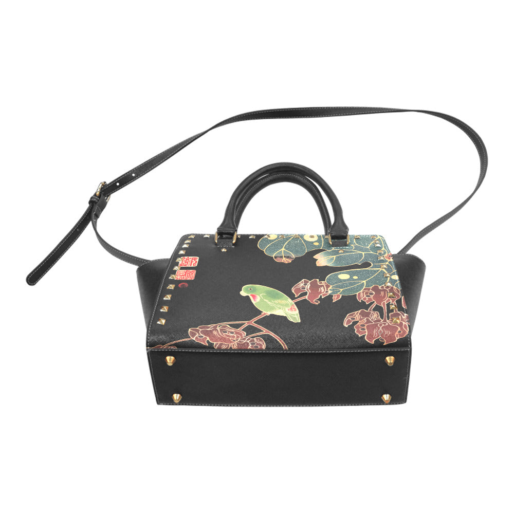 Vegan Leather Studded Handbag The Paroquet Rivet Shoulder Handbag