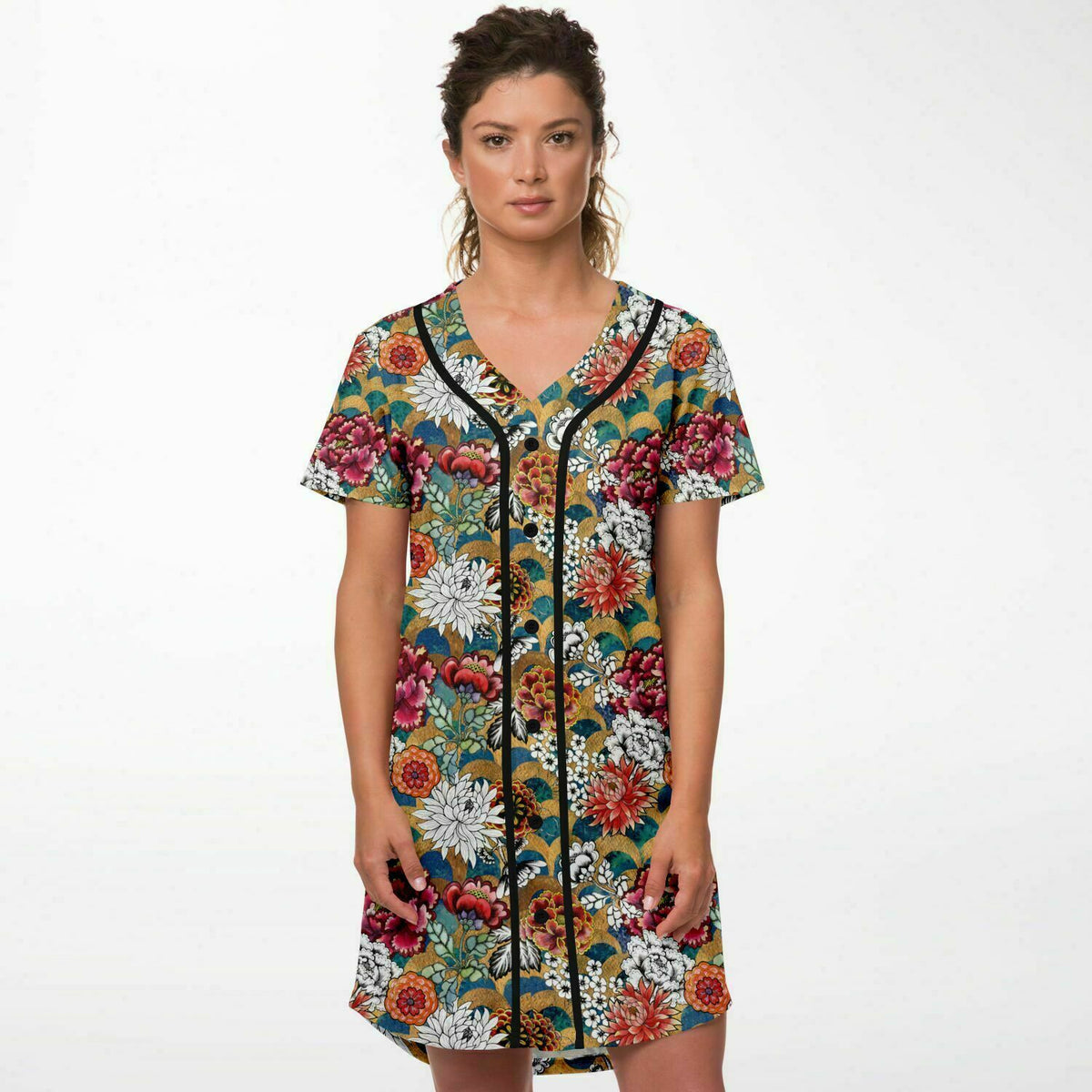 Baseball Jersey Dress Art Deco, Art Nouveau Floral Dress