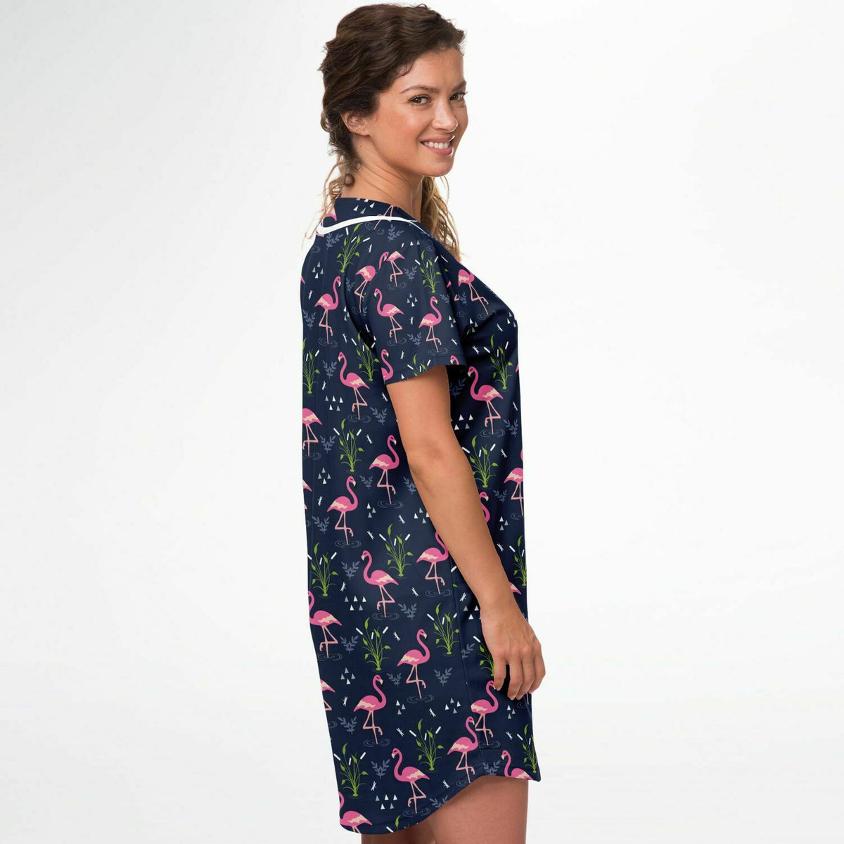 Baseball Jersey Dress - Flamingo Y2K