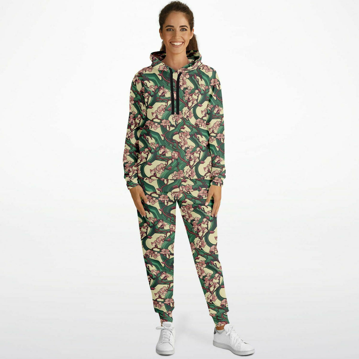 Sportlicher Hoodie und Jogger - Jugendstilblumen 