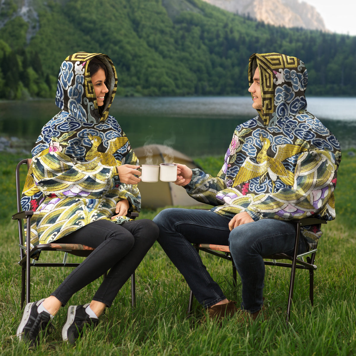 17th Century Chinese Art &#39;Rank Badge&#39; Snug Hoodie, Silky Micro-Mink Polyester, Ultra-Soft Microfiber Fleece, One Size Fits All