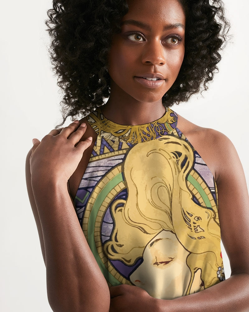 Alphonse Mucha Art Nouveau Women&#39;s Halter Dress