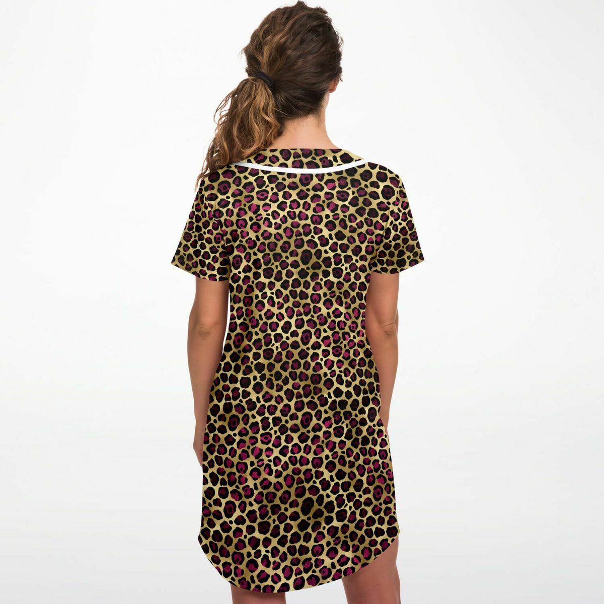 Leopard Print Baseball Jersey Dress - AOP