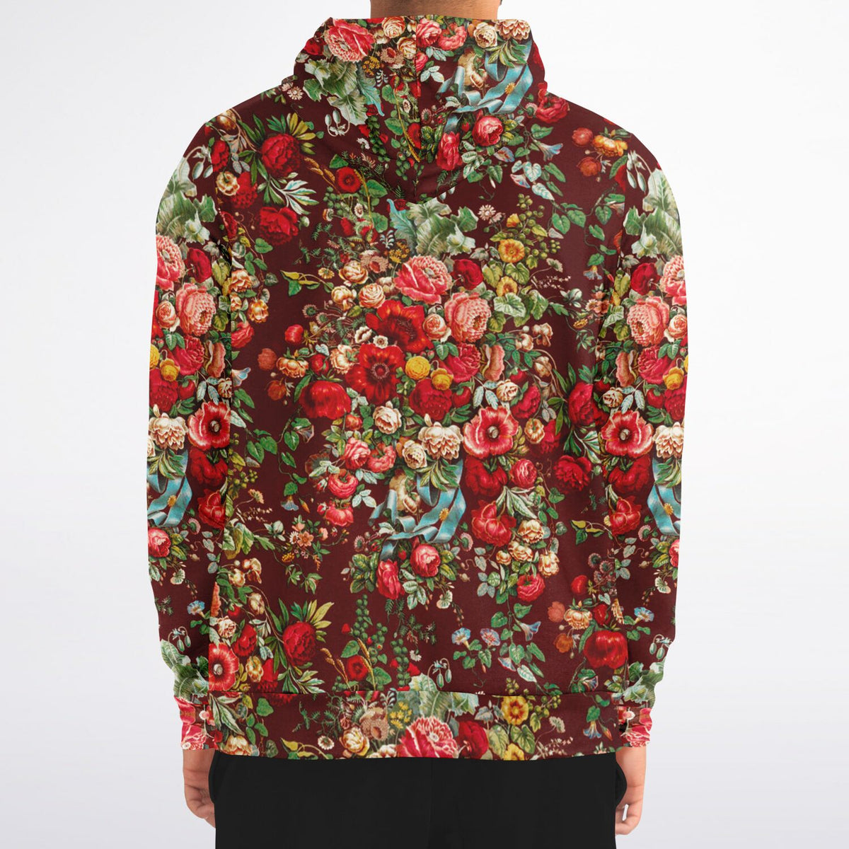 Athletic Zip-Up Hoodie - Art Nouveau Roses