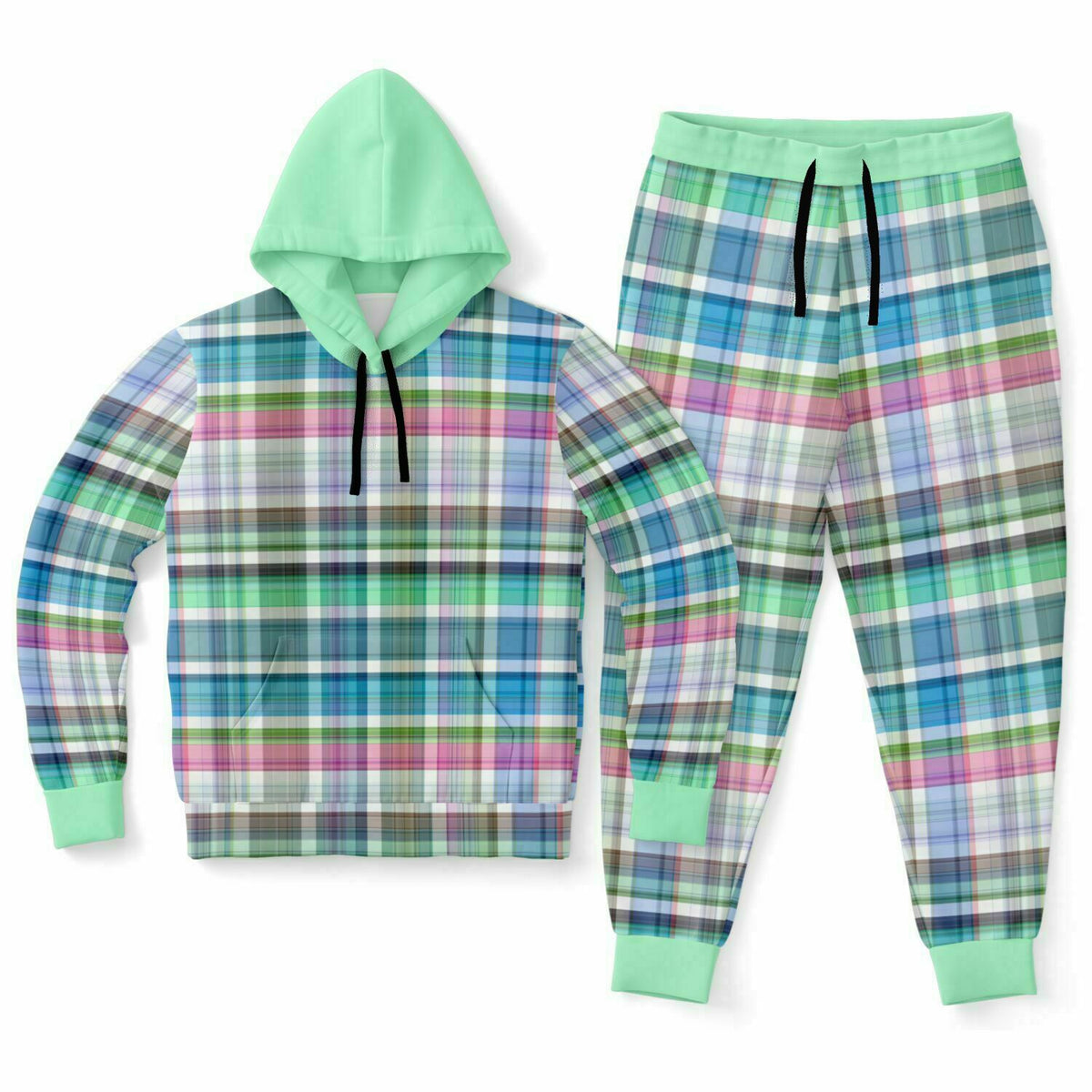 Winterliches Set aus Kapuzenpullover und Jogginghose mit Karomuster 