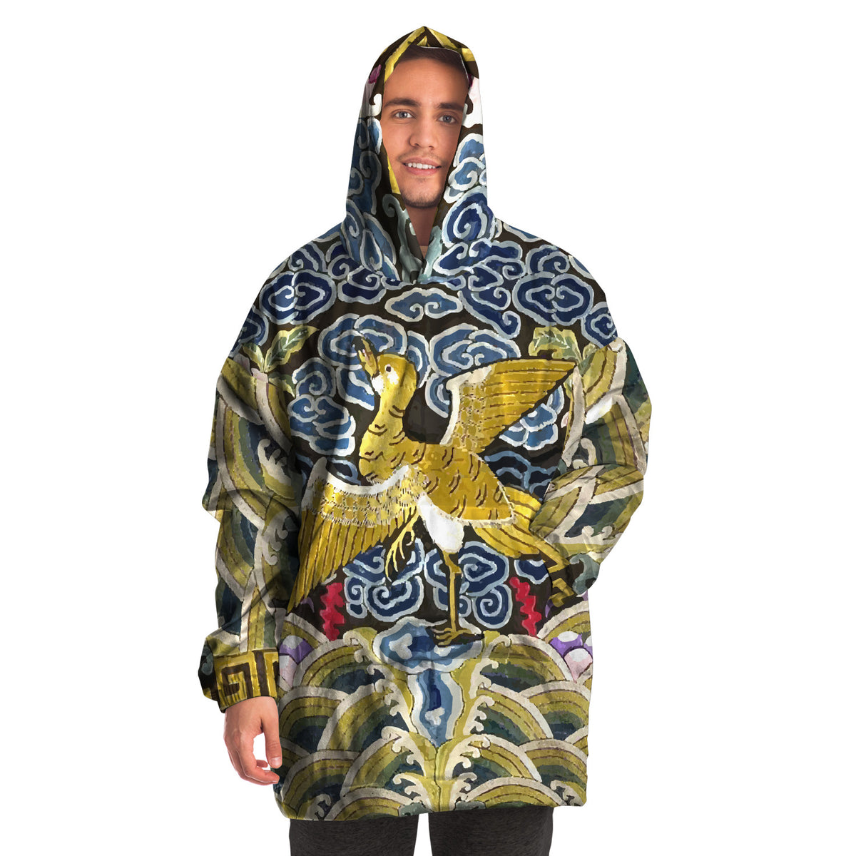 17th Century Chinese Art &#39;Rank Badge&#39; Snug Hoodie, Silky Micro-Mink Polyester, Ultra-Soft Microfiber Fleece, One Size Fits All