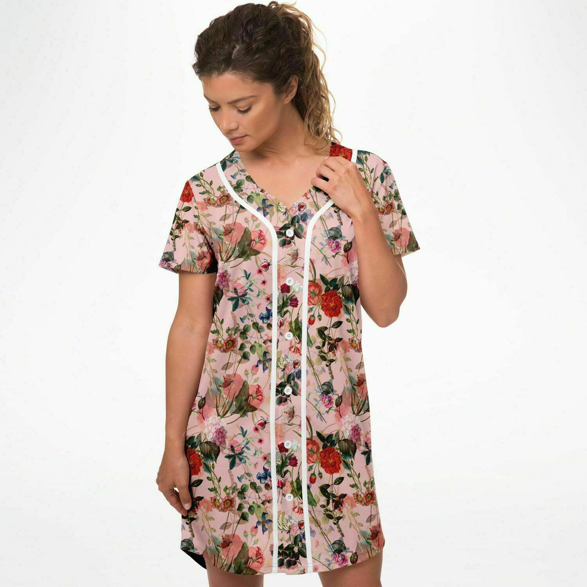 Baseball Jersey Dress Art Nouveau Floral- AOP