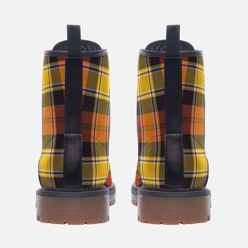 Vegan Leather Combat Boots Colorado Plaid