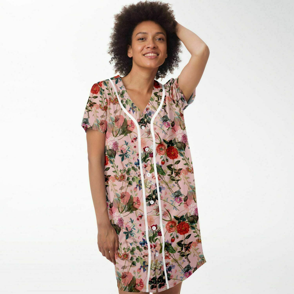 Baseball Jersey Dress Art Nouveau Floral- AOP