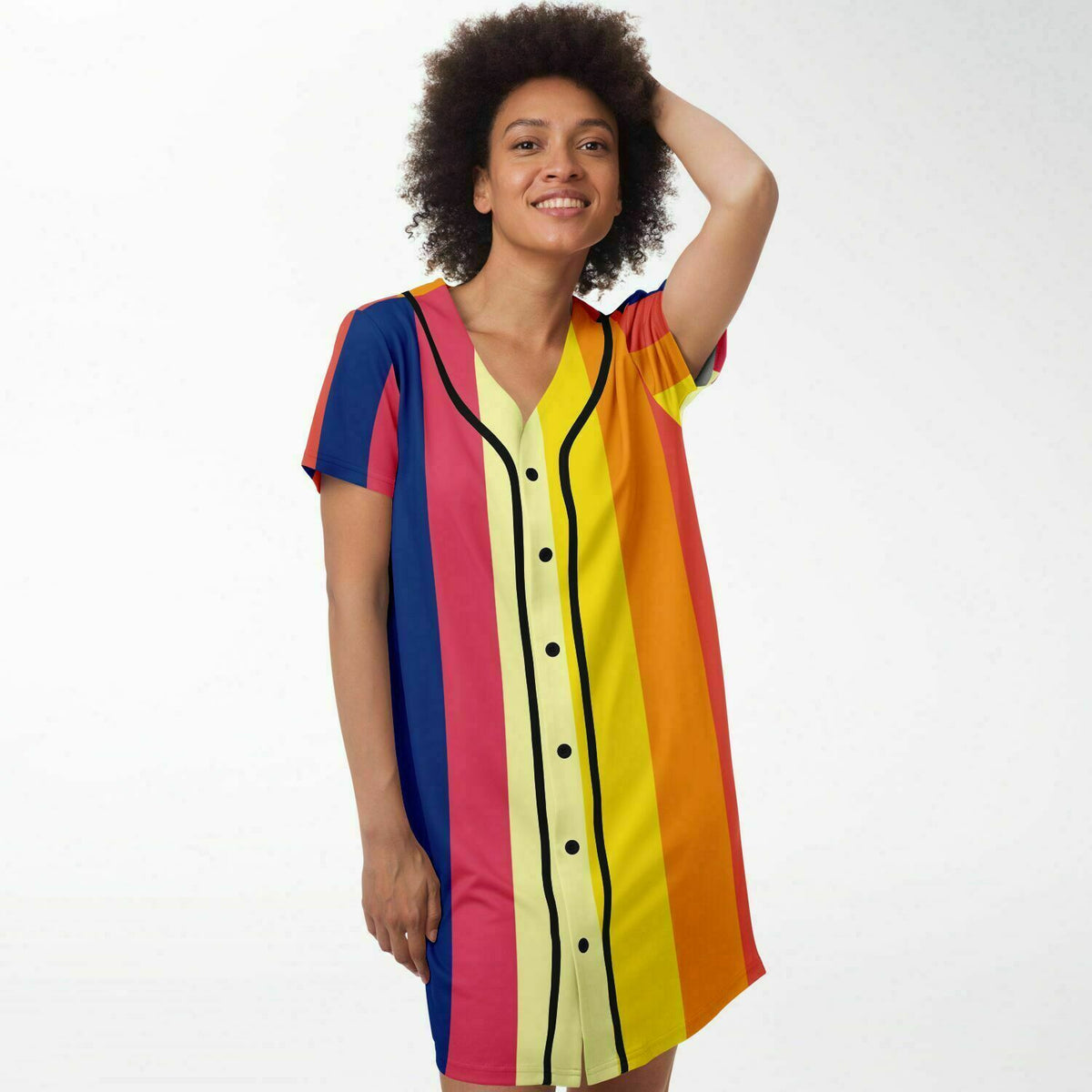Baseball Jersey Dress Retro 70&#39;s stripe