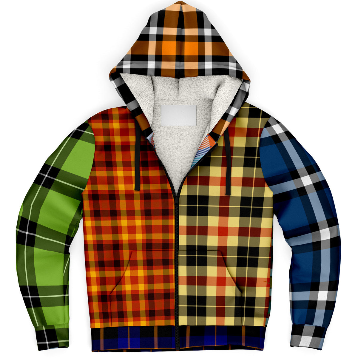 Multi Plaid Microfleece Hoodie