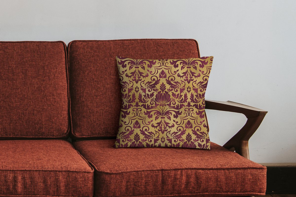 Kissen mit Einsatz - Art Deco Kastanienbraun und Gold Feder oder Poly