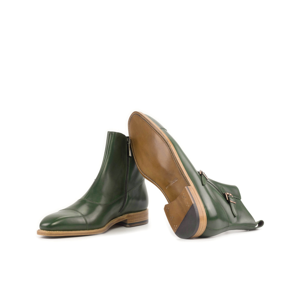 Emerald Octavian Luxury Leather Boot, Leather Boot with Buckle and Leather Sole