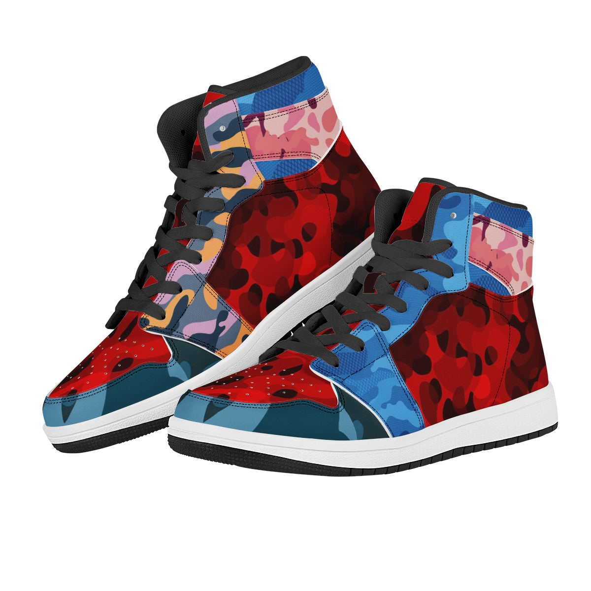 Multi Camo hi top sneakers Black High Top Leather Sneakers