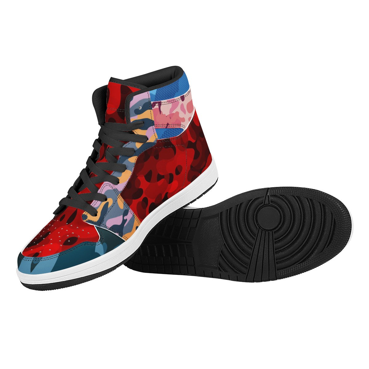 Multi Camo hi top sneakers Black High Top Leather Sneakers