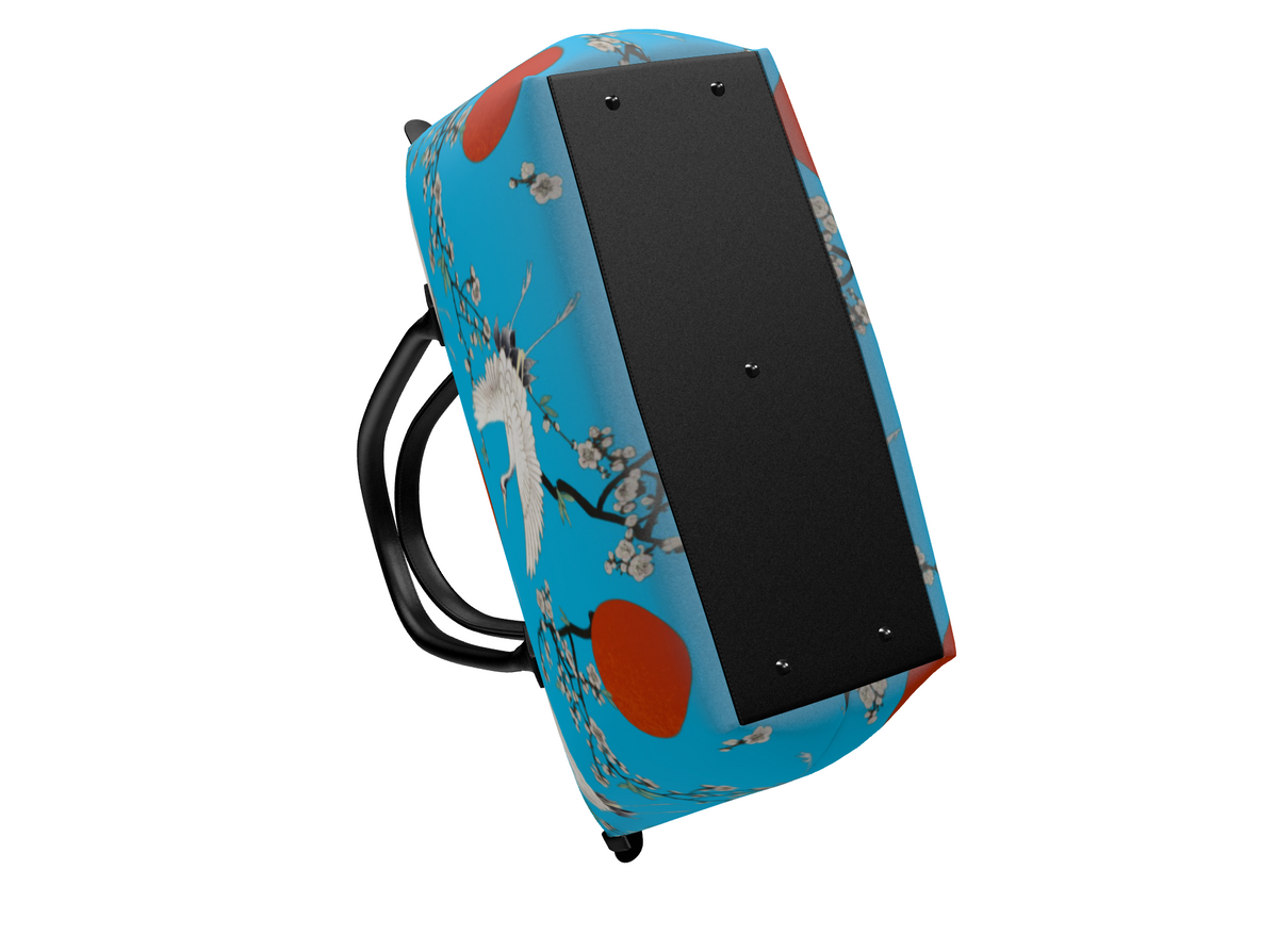 Zip Top Handbag, Tote Handbag, Leather Handbag, Top handle Handbag, Japanese Cherry Blossom and Crane Print