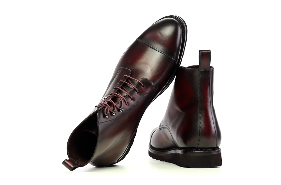 Combat Boots - Red Burnished Leather - The Jumper Luxury Leather Boots for men or women