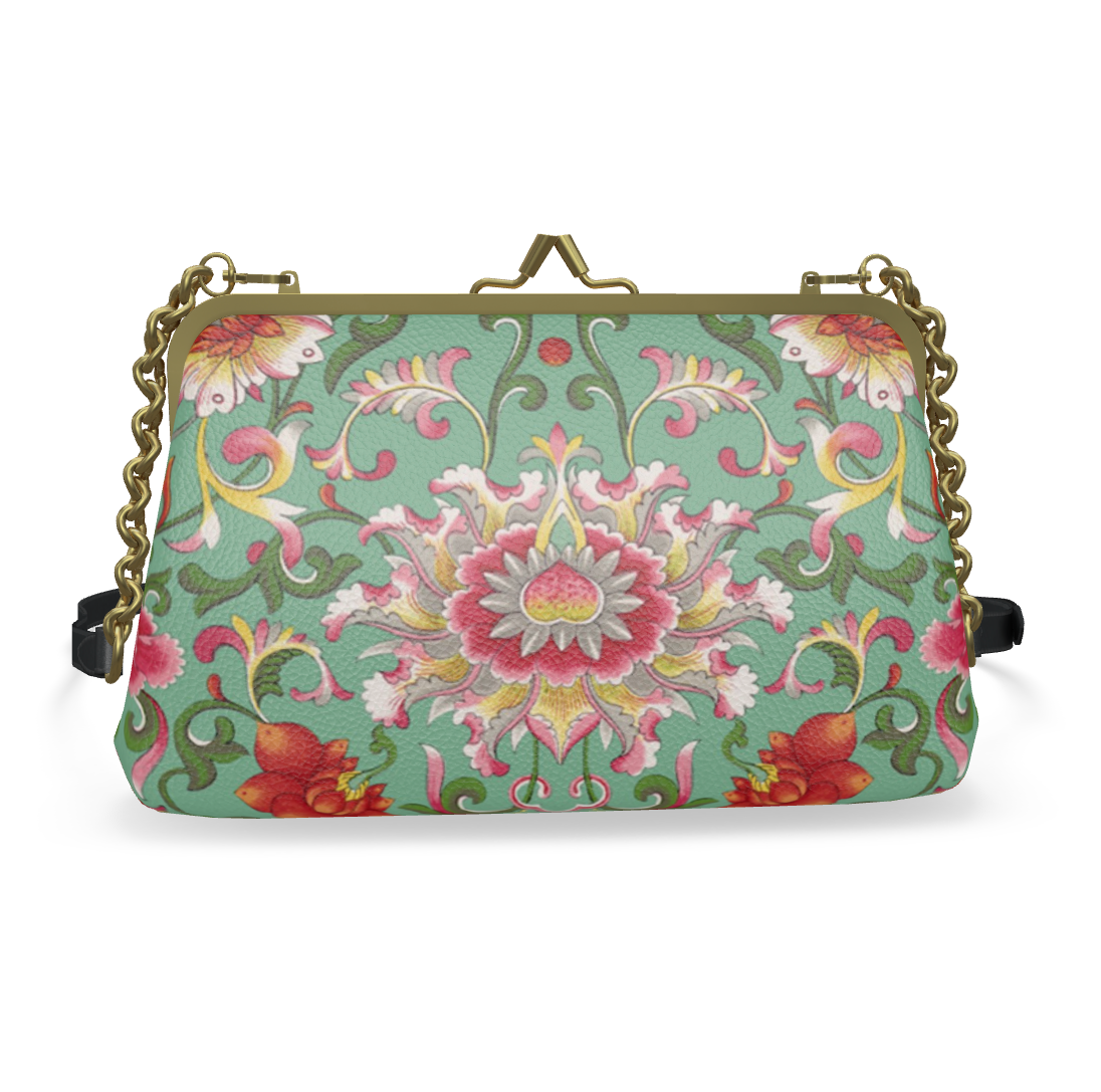 Flat Frame Bag in Nappa Leather Art Nouveau