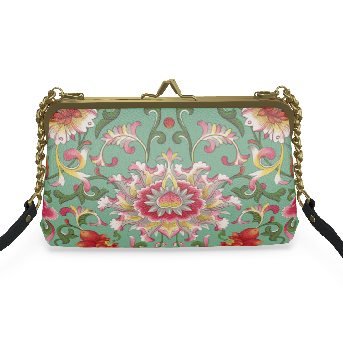 Flat Frame Bag in Nappa Leather Art Nouveau