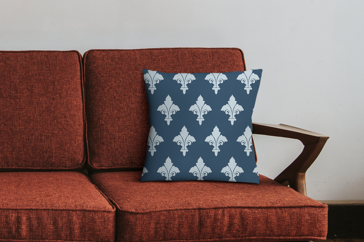 Cushion Cover Blue Art Deco - Hand Made in London