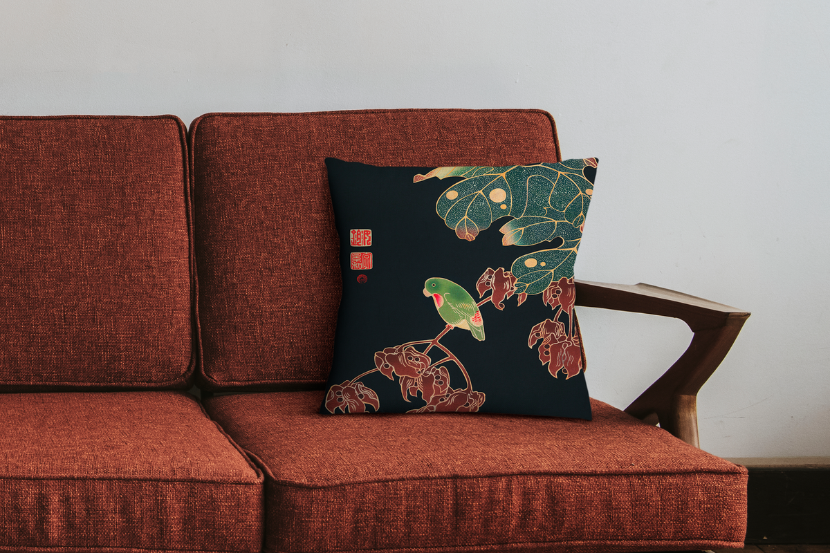 Cushion Cover Vintage Japanese Ukiyo-e Art Print - Ito Jakuchu