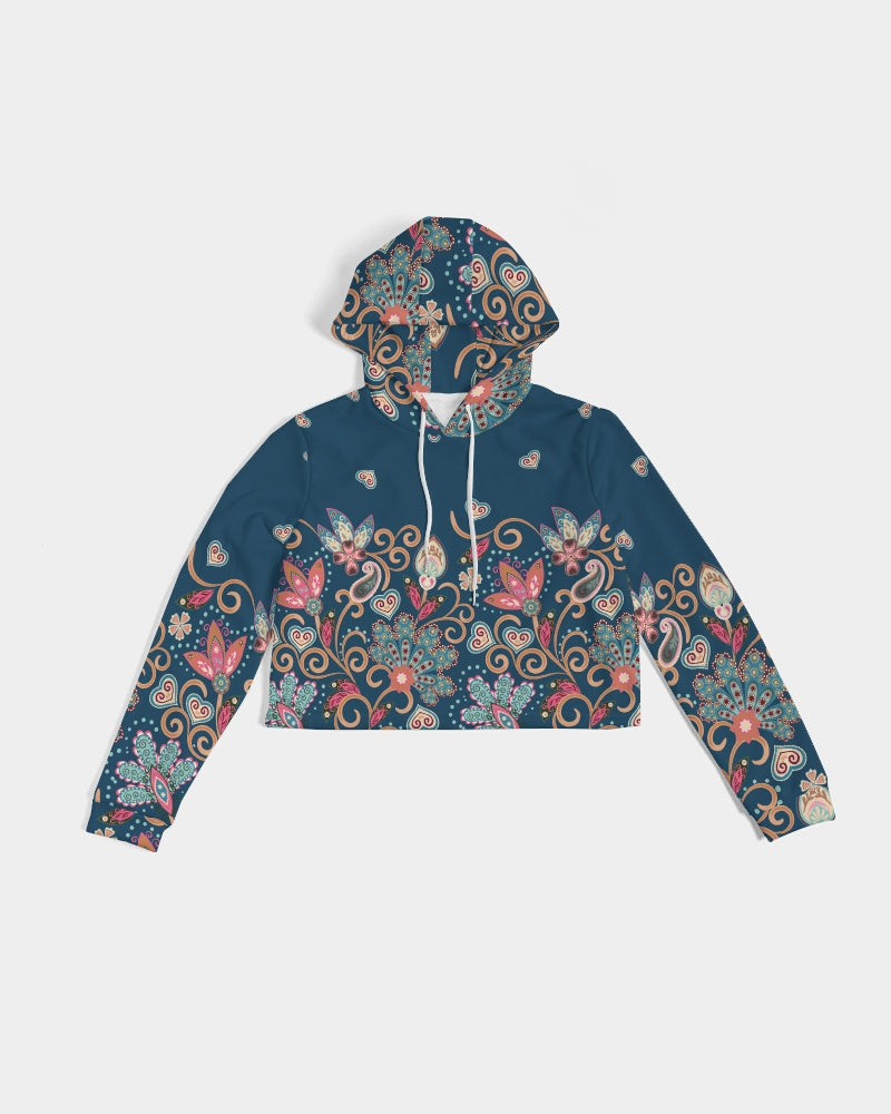 Art Deco Paisley Women&#39;s Cropped Hoodie