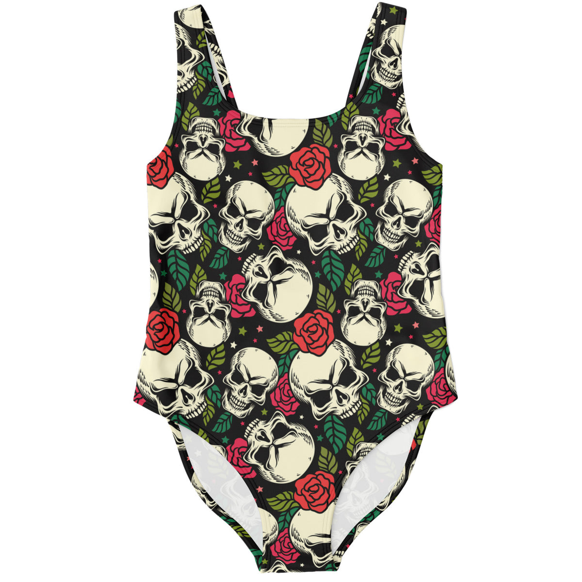Skull and roses one piece swimsuit