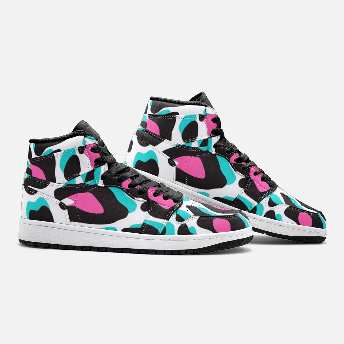 Vegan Leather Hi Top Sneakers Miami Leopard Camo
