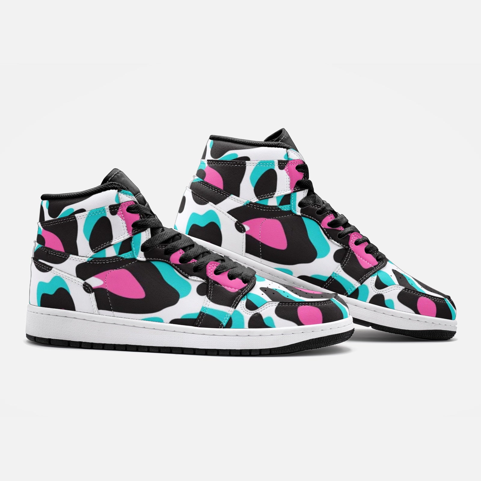 Vegan Leather Hi Top Sneakers Miami Leopard Camo