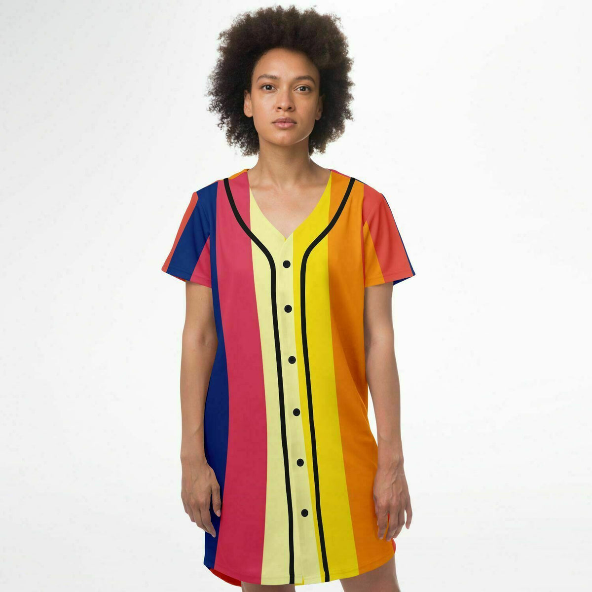 Baseball Jersey Dress Retro 70&#39;s stripe