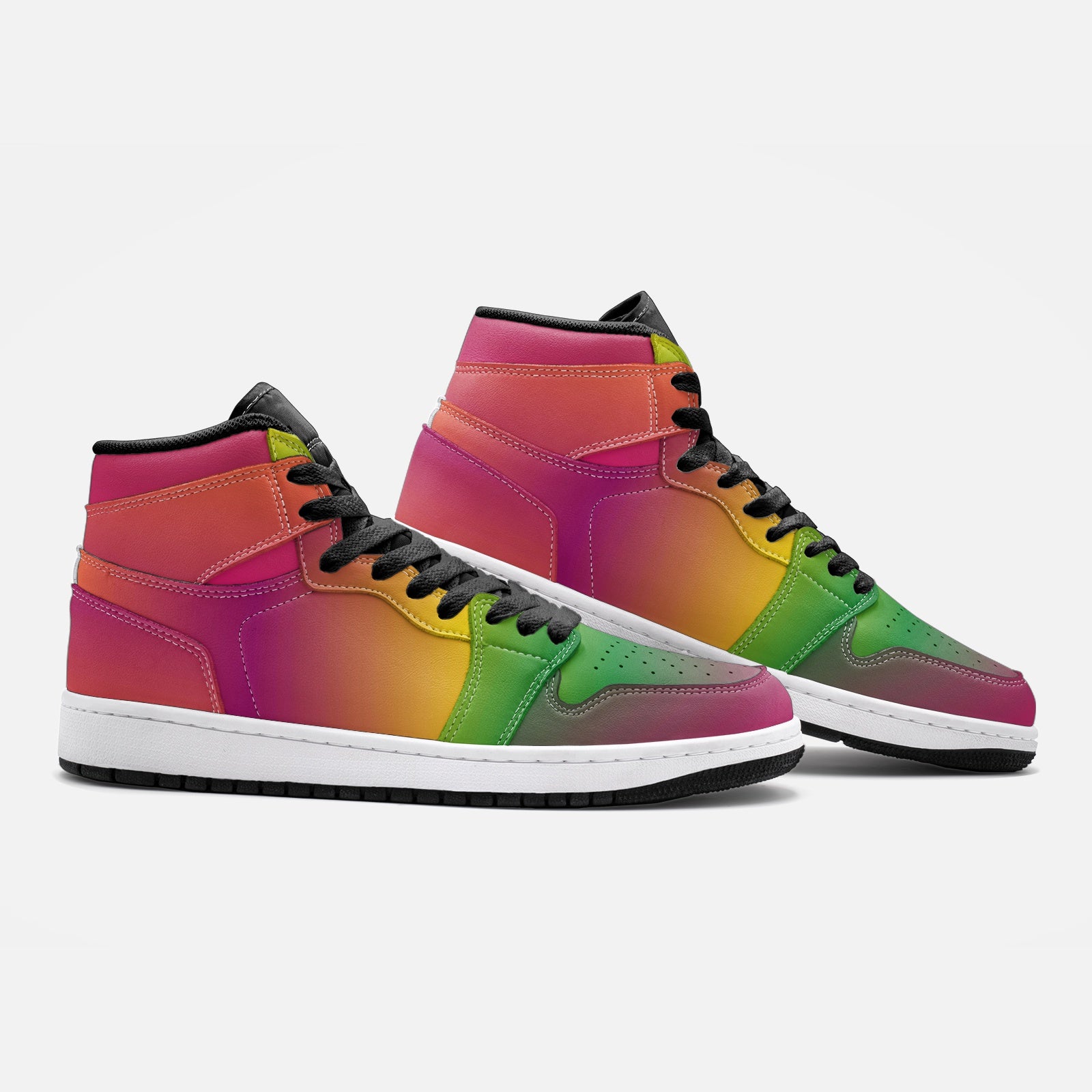 Custom Rainbow Sneaker Hi Tops en cuir végétalien pour hommes et femmes