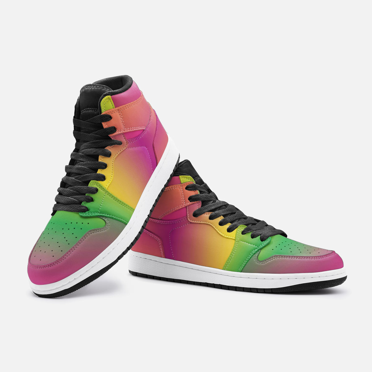 Custom Rainbow Sneaker Hi Tops en cuir végétalien pour hommes et femmes