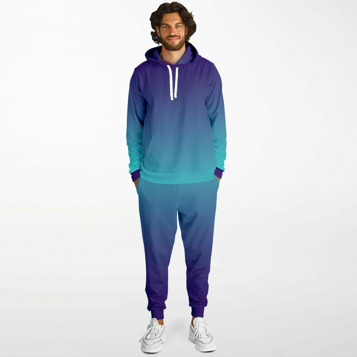 Blue and Aqua Gradient Fade Hoodie and Jogger set