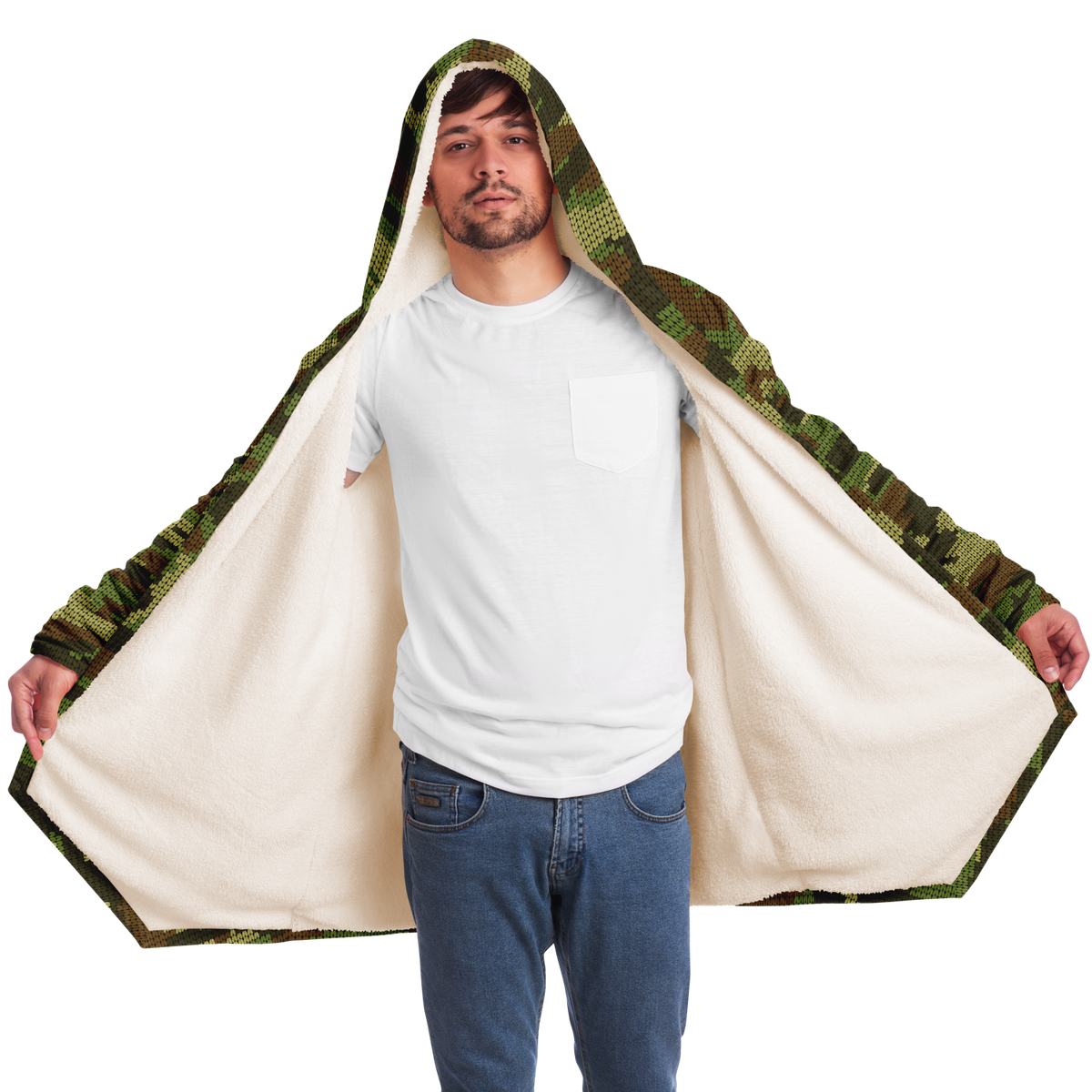 Camo Microfleece Unisex Hooded Cloak