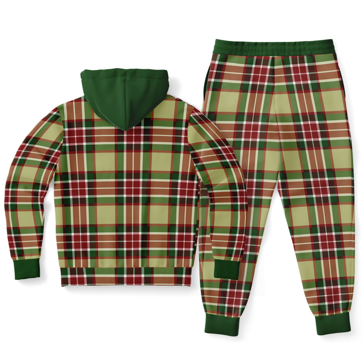 Grün karierter Kapuzenpullover und Jogginghose 