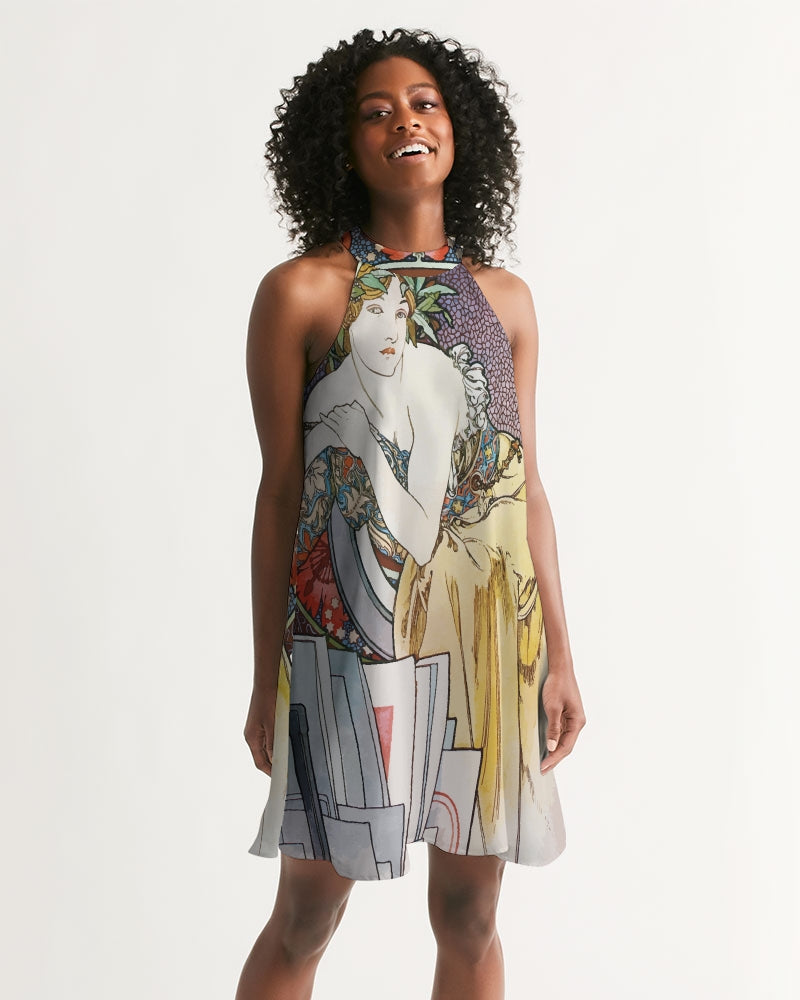 Halter Dress Art Nouveau Alphonse Mucha design