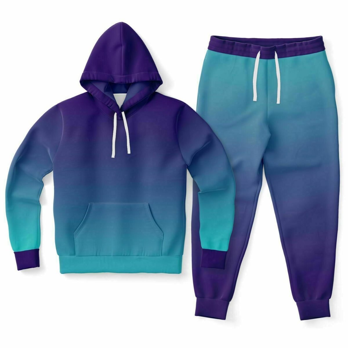 Blue and Aqua Gradient Fade Hoodie and Jogger set