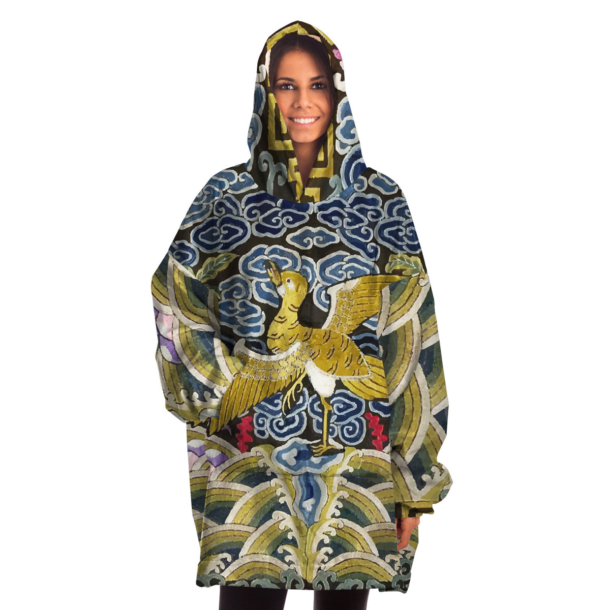 17th Century Chinese Art &#39;Rank Badge&#39; Snug Hoodie, Silky Micro-Mink Polyester, Ultra-Soft Microfiber Fleece, One Size Fits All