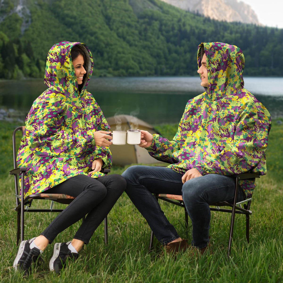 Kuschelige Kapuzendecke mit Kapuze Tintenspritzer 