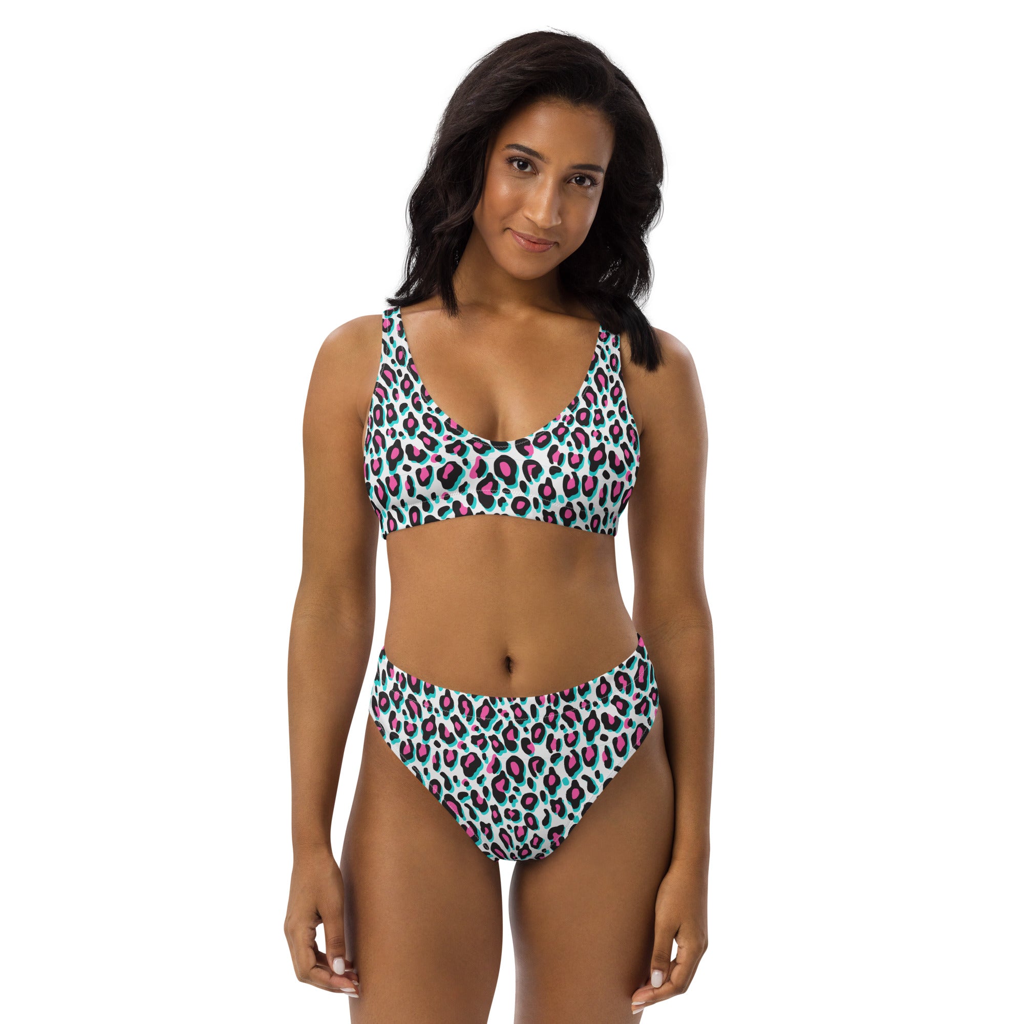 Recycled high-waisted bikini Miami Leopard
