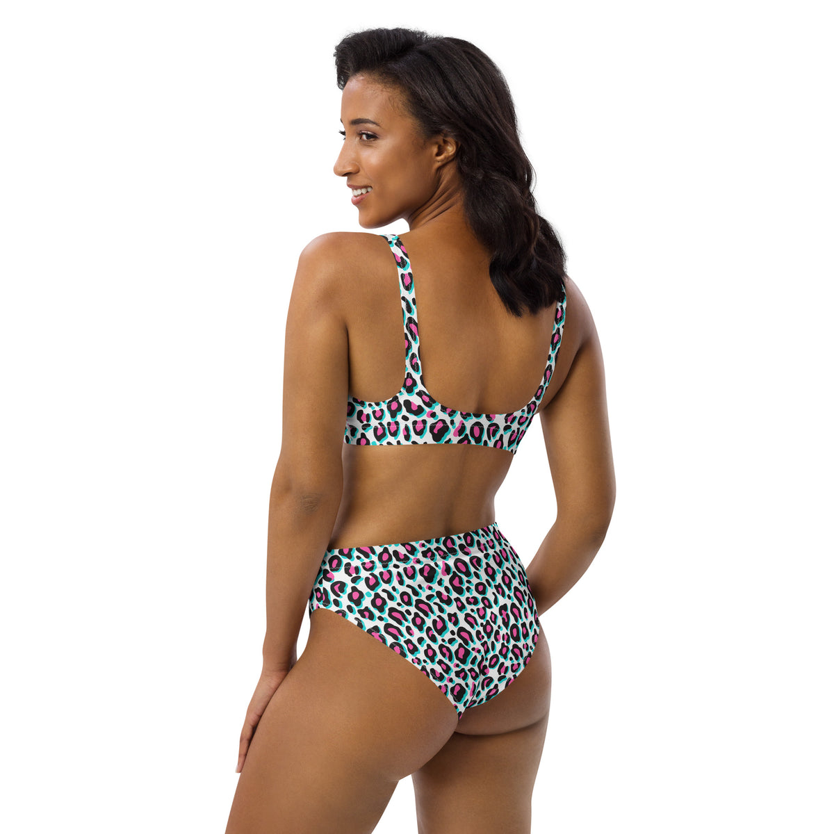 Recycled high-waisted bikini Miami Leopard