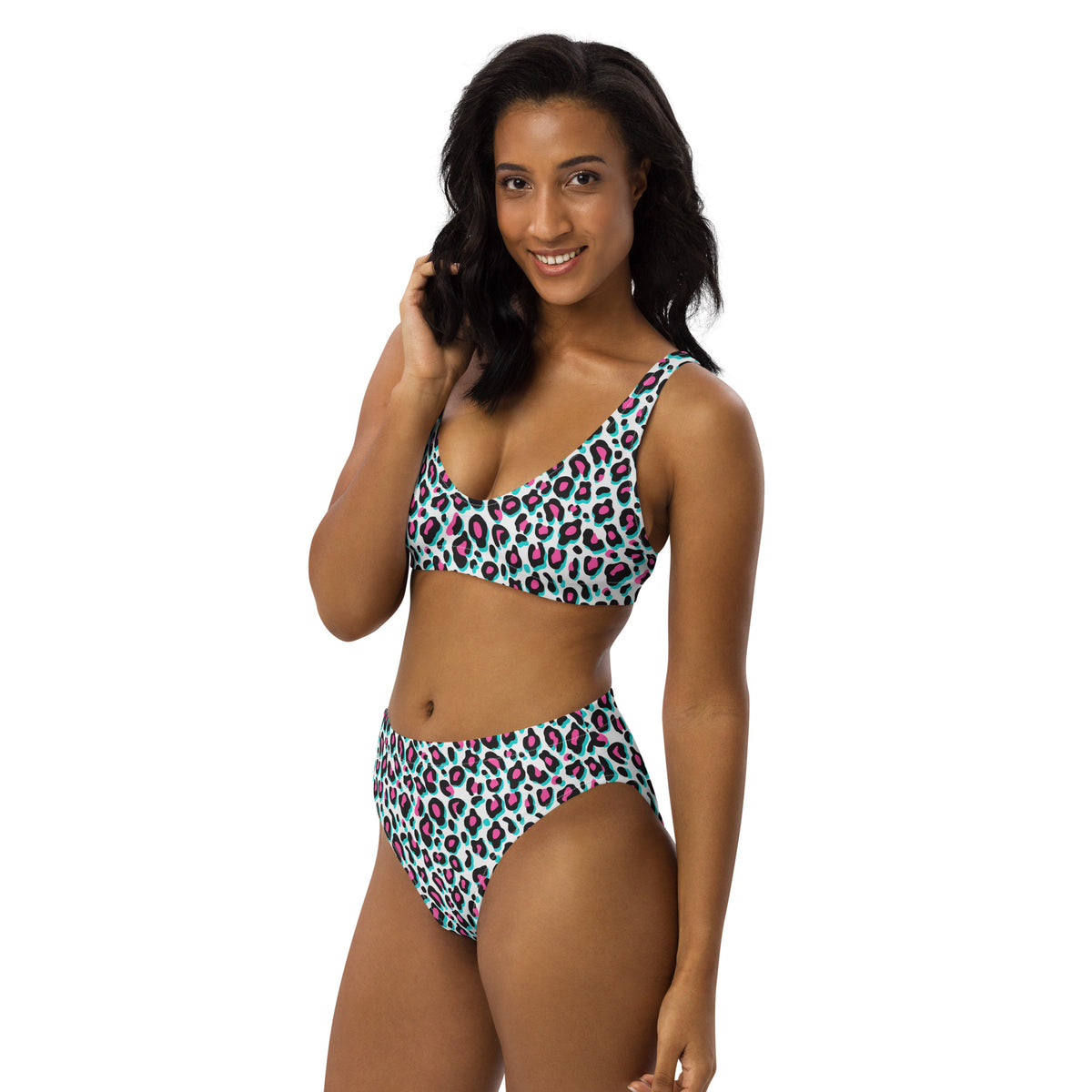 Recycled high-waisted bikini Miami Leopard