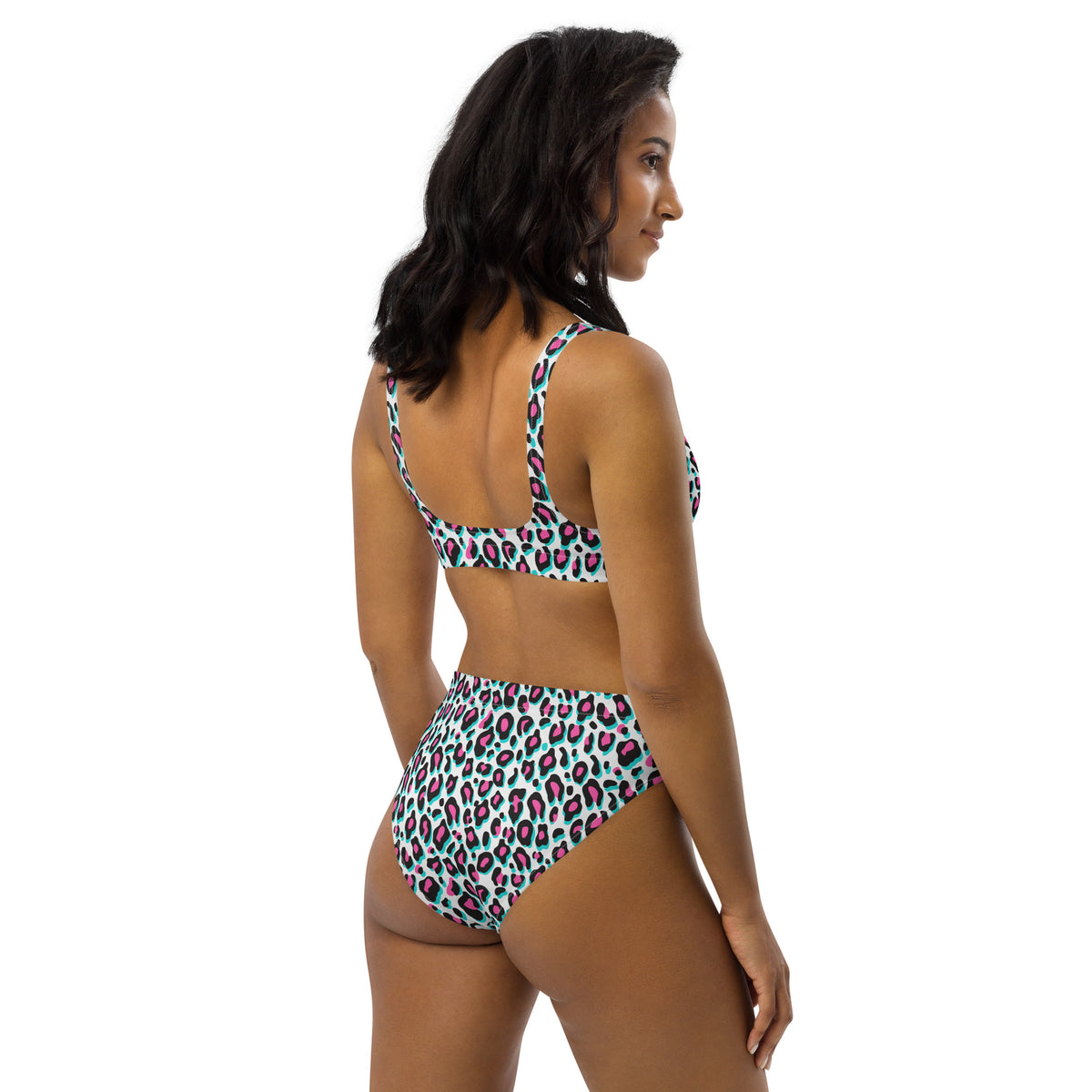 Recycled high-waisted bikini Miami Leopard