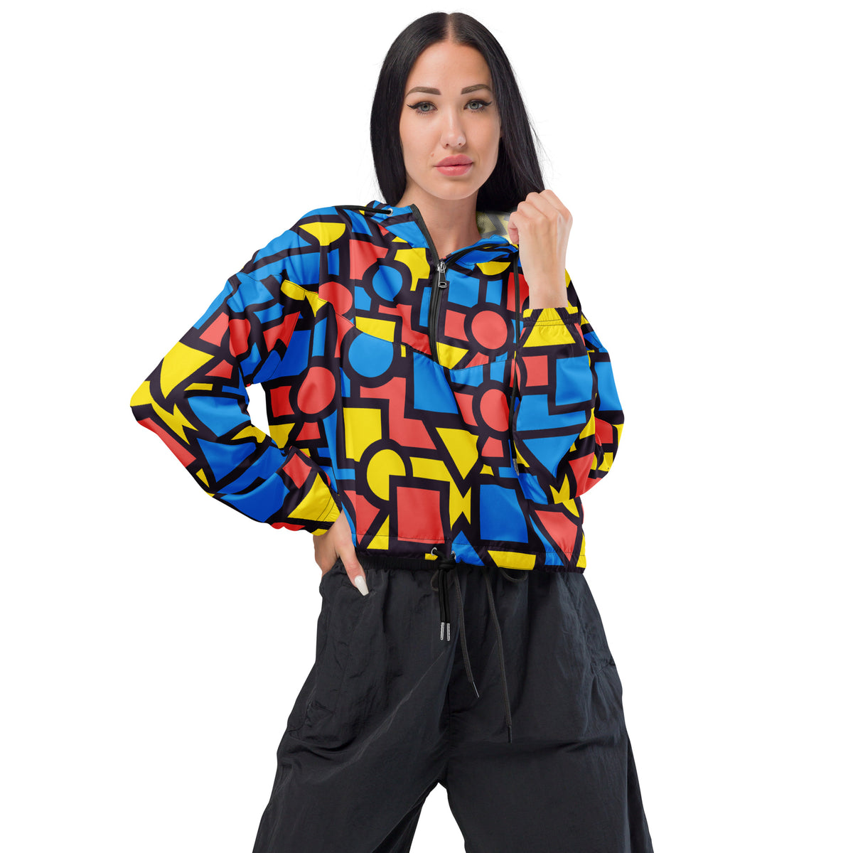 Women’s cropped windbreaker - 80s Colour Block