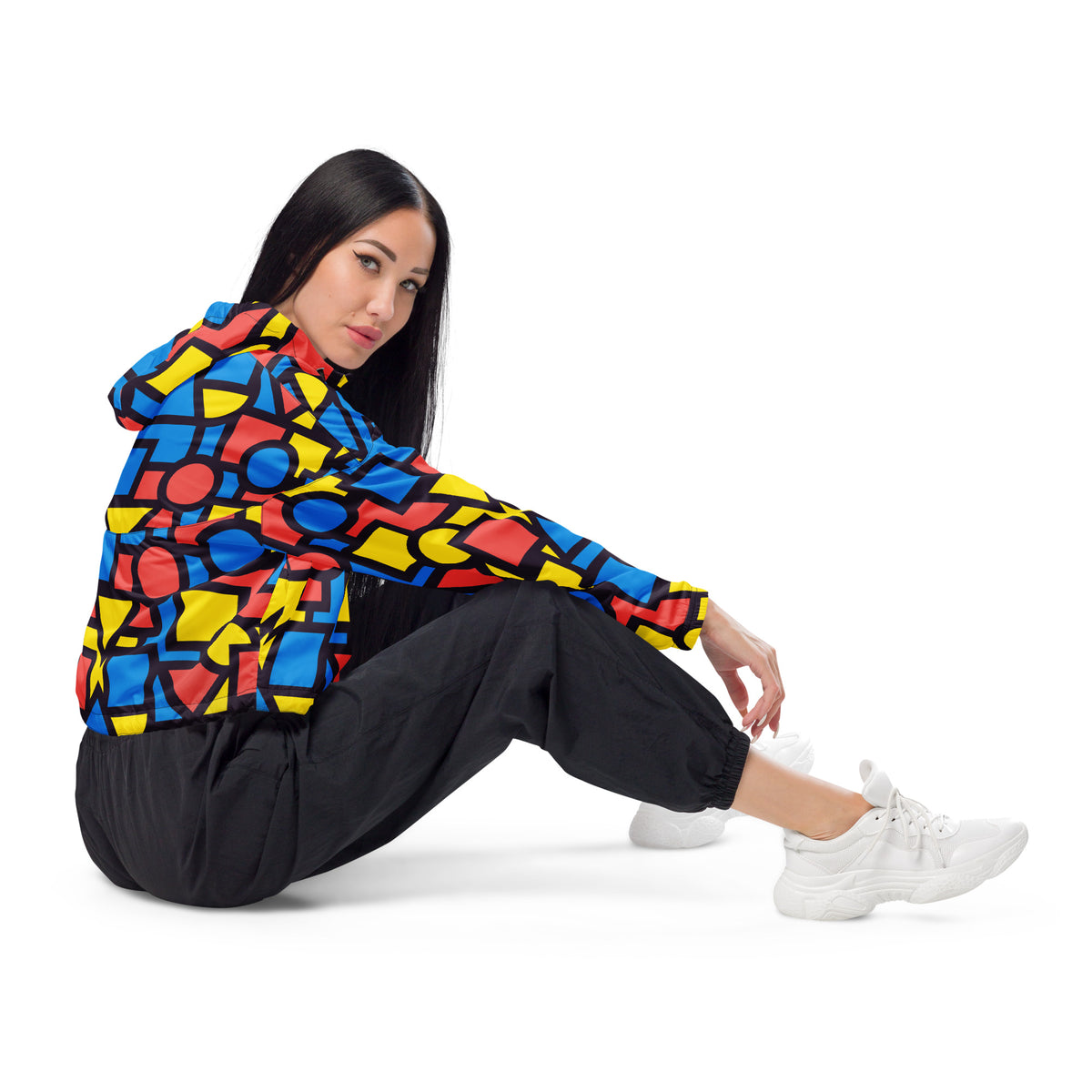 Women’s cropped windbreaker - 80s Colour Block
