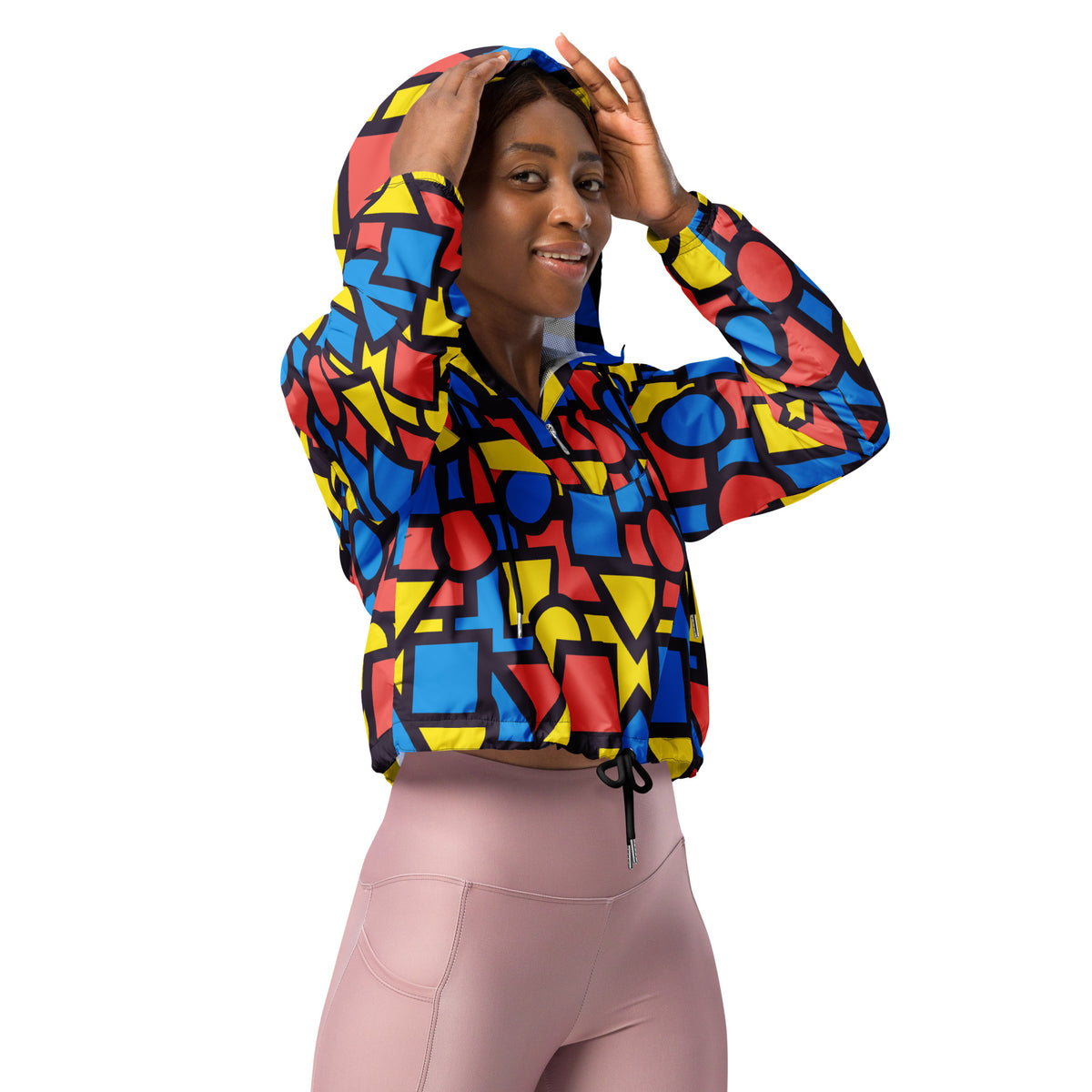 Women’s cropped windbreaker - 80s Colour Block