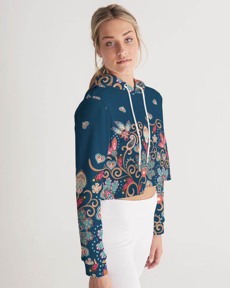 Art Deco Paisley Women&#39;s Cropped Hoodie