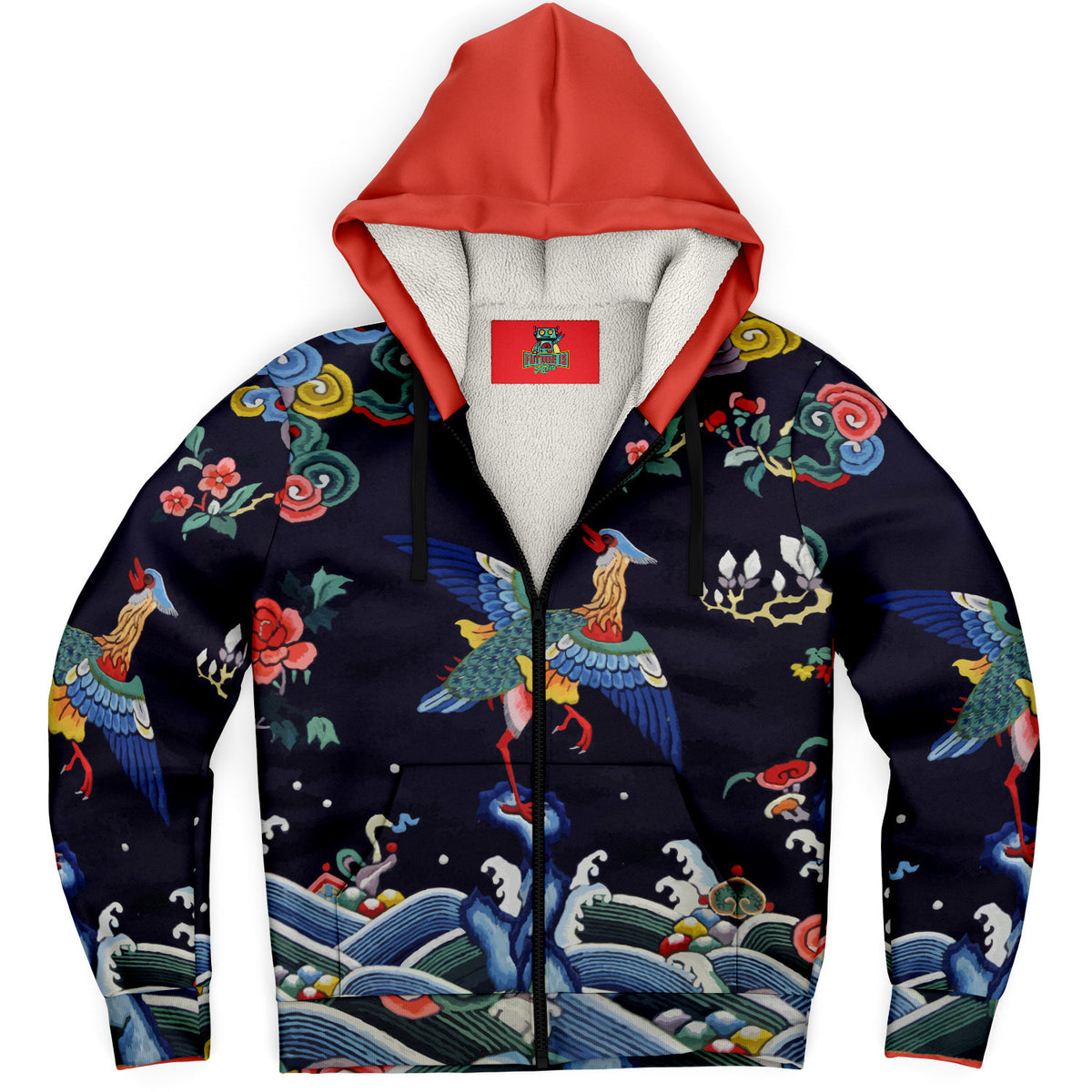 Vintage Chinese Art Hoodie (Chinese crane Rank badge)