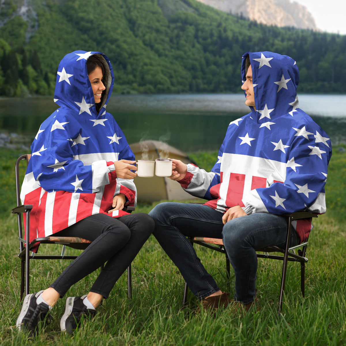 USA Riesen-Kapuzenpullover, Stars and Stripes Riesen-Kapuzenpullover in Übergröße 