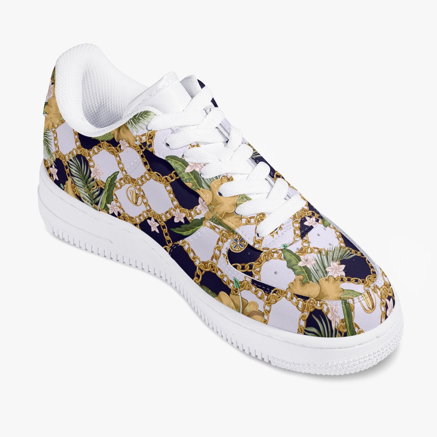 Retro Vegan Leather Low-Top Sneakers, Vintage Baroque Print, Y2K 90's Aesthetic Footwear, Exceptional Comfort and Durability